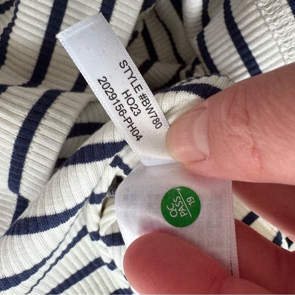 NWOT! J. Crew Vintage rib split-neck T-shirt with button cuffs in stripe - Picture 3 of 10